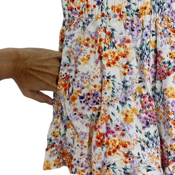 H&M Linen Blend Floral Puff Sleeve Crop Top and Shorts Set Size XS - Picture 12 of 13